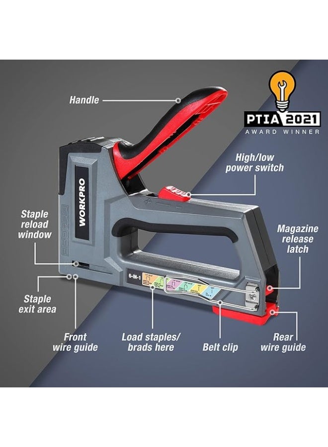 ووركبرو وورك برو مسدس دبابيس قوي متعدد الوظائف ٦ في ١ هيكل معدني يشمل ٤٠٠٠ دبوس - Image 3
