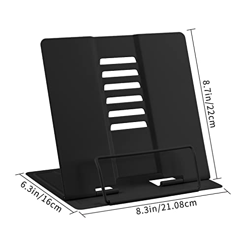 Honagu Book Stand Metal Desk Book Holder, Book Holders for Reading Hands Free, Adjustable Cookbook Documents Holder, Portable Bookstand for Music Books, Textbook, Recipe, Tablet, Ipad (Black) - Image 3