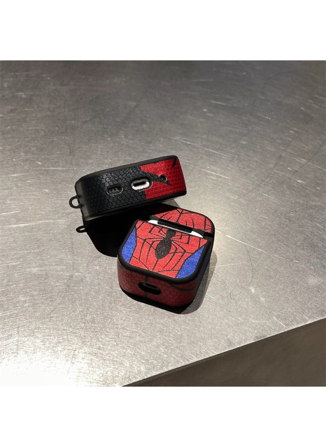 Generic - Spider-Man For Airpods Pro2 For Apple Bluetooth Wireless Headset Case 1/2/3 Generation Leather Protective Case For Men-Color:Black And Red Spider-Man Earphone Case + Hook-Applicable Model:Airpods Pro/AirPods Pro2 - Image 1