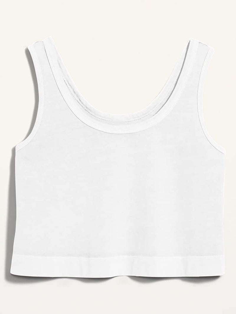 Aoysky Womens Cotton Crop Tops Casual Loose Tank Top Sleeveless Basic Cropped Athletic Yoga Workout Shirt White - Image 4