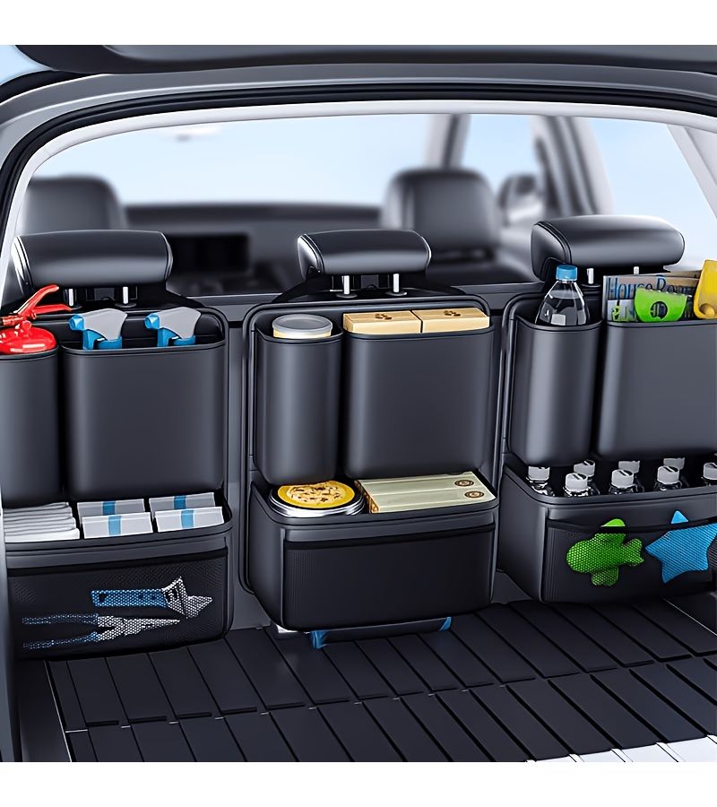 Black Waterproof Car Trunk Organizer Bag Elastic Sponge For SUV Sedan - Image 1