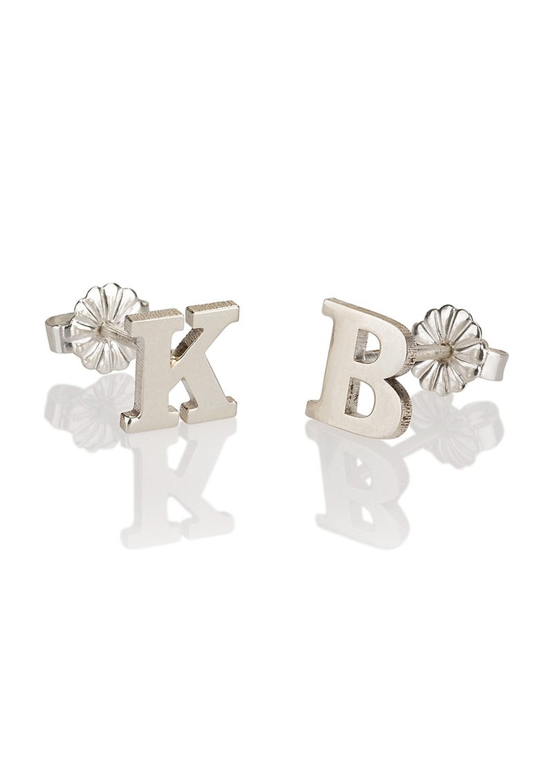 FK Jewellers - Silver 925 Personalized Initial Studs Earrings - Image 1