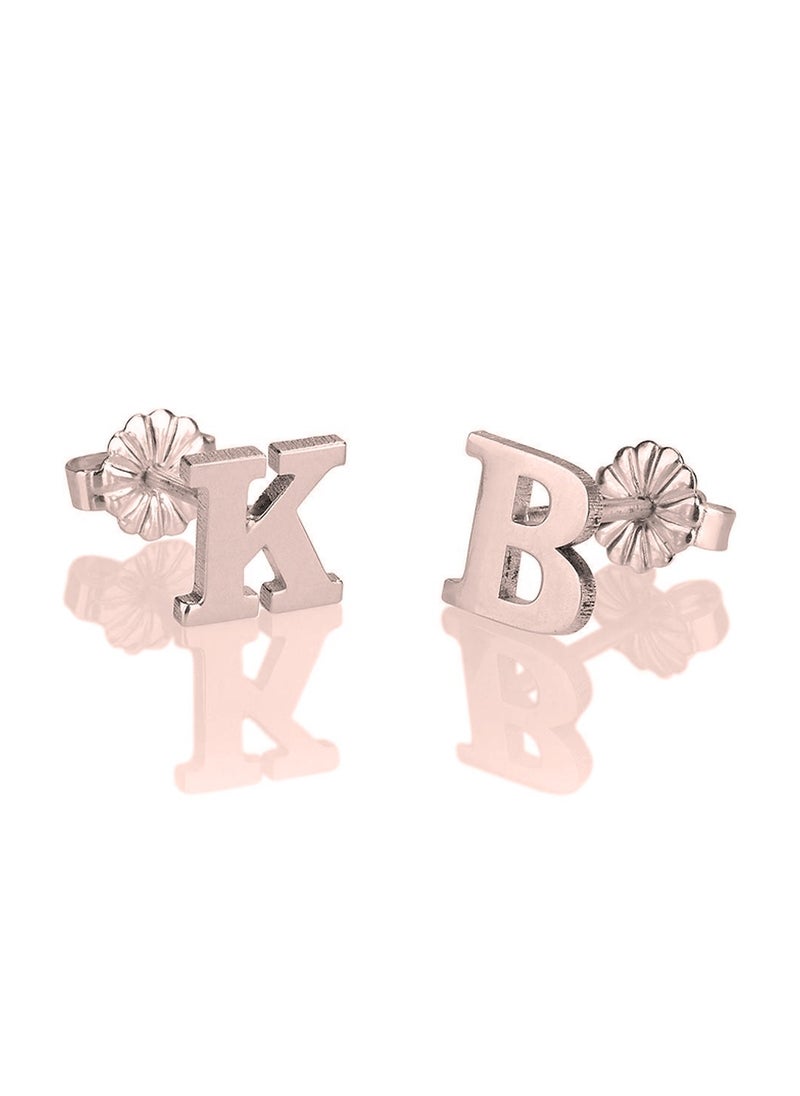 FK Jewellers - Silver 925 Personalized Initial Studs Earrings - Image 1