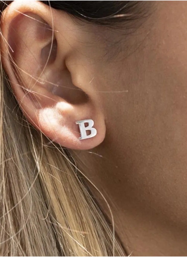 FK Jewellers - Silver 925 Personalized Initial Studs Earrings - Image 1