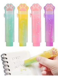 Y&D Erasers Cat PawRetractable Eraser for Kids Gradient Color Rainbow Cute Rubber Push-Pull Students Writing Office School Supplies 4Pcs  - Image 1