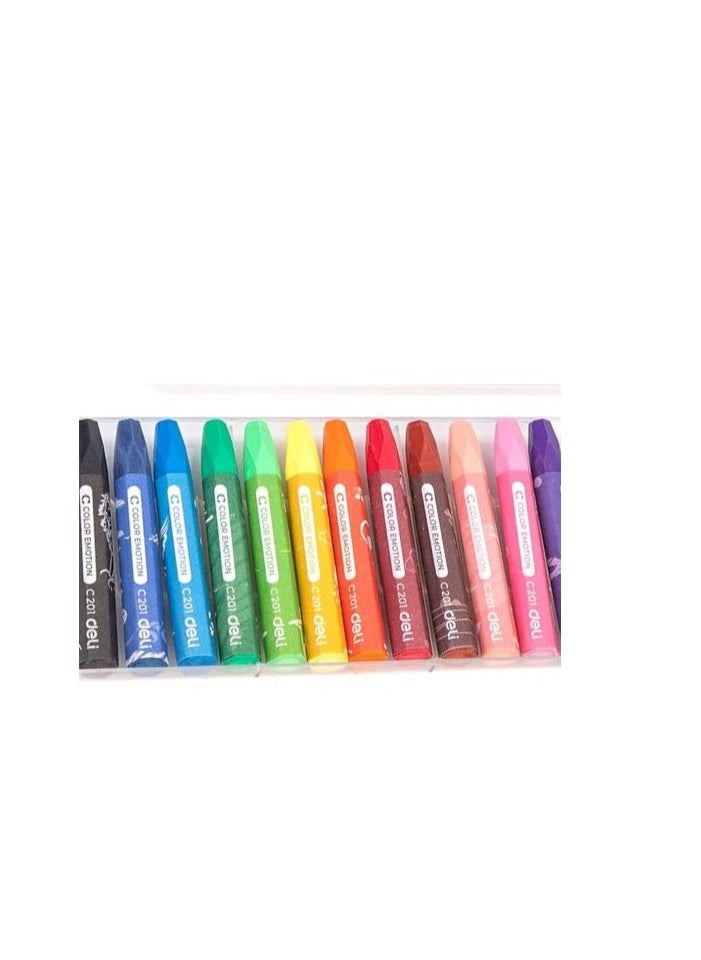 Deli 12 Pieces Washable Oil Pastel Set Multicolour Crayons Drawing Supplies for Toddler Children Kids Hexagonal Barrel Non Toxic Pack Of 2  - Image 3
