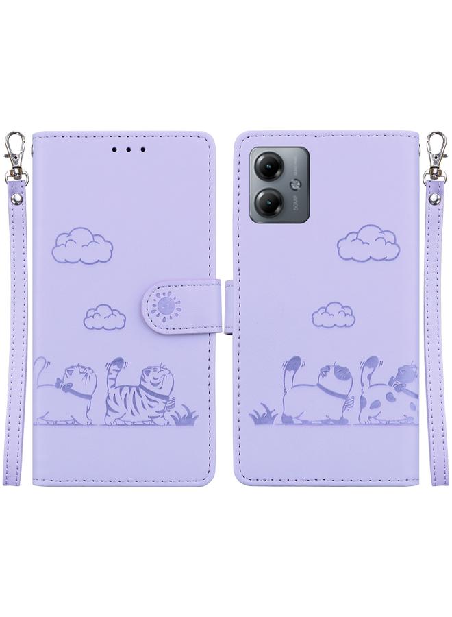erorex Case For Motorola Moto G14 Cute Cats RFID Leather Phone Case - Image 1