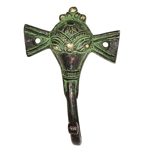 Indian-Shelf IndianShelf 1 Brass Heavy Duty Decorative Vintage Key Holder, Key Wall Hooks for Hanging Coats, Jackets, Leash, Hat, Towel, Backpack, Purse, Handbag for Home Styling -Antique - Image 2