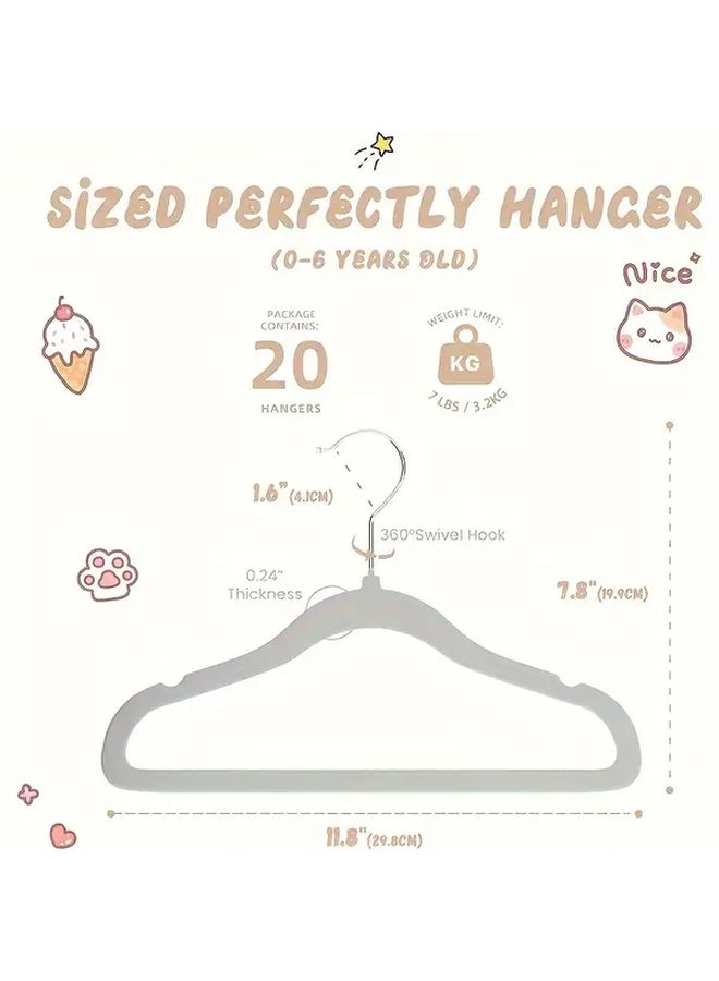 Grey Velvet Hangers 20 Pack Non Slip Space Saving Closet Organizer - Image 3