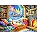 Blueforest Northern Lights Landscape Jigsaw Puzzles for Adults Fantasy Fairy Cat 1000 Piece Book Room Puzzle for Adults with Letters on Back Challenging Family Puzzle - Image 2