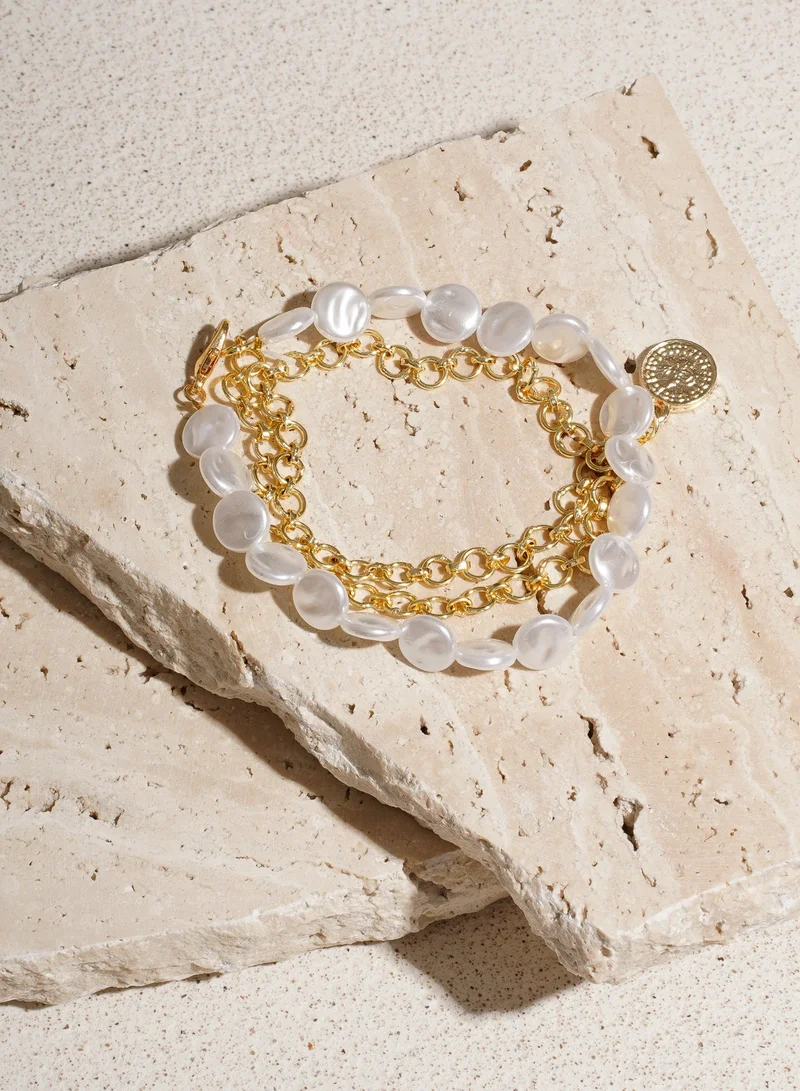 Handmade Pearl Extended Bracelet – Adjustable Layered Design, Elegant Women’s Jewelry, Fashion Accessory