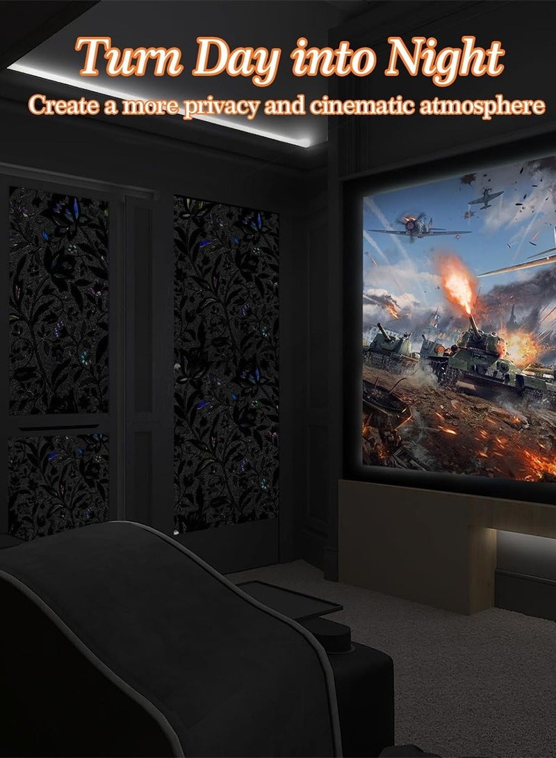 هومستر فيلم نافذة الإظلام (60 * 200 سم) ، 100٪ ضوء حجب باب الزجاج فيلم ، غرفة مظلمة نافذة التمسك ، لا غراء / التحكم في الحرارة / مكافحة الأشعة فوق البنفسجية لليوم النوم والخصوصية العالية - Image 3