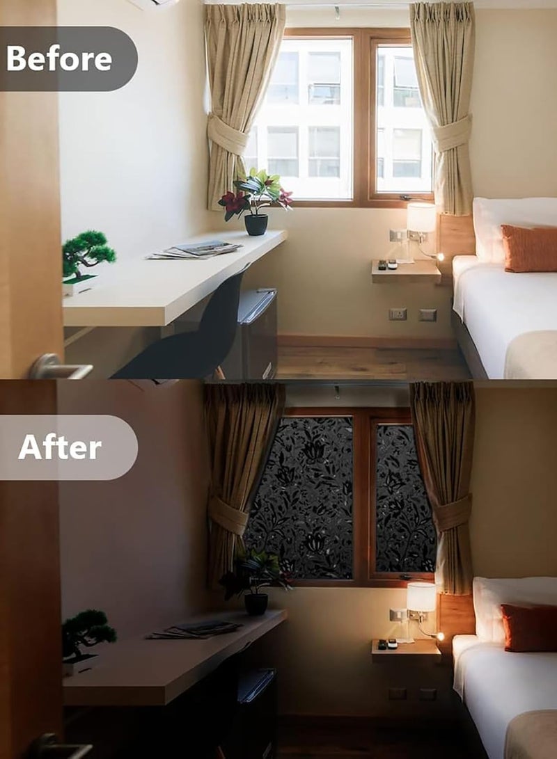 هومستر فيلم نافذة الإظلام (60 * 200 سم) ، 100٪ ضوء حجب باب الزجاج فيلم ، غرفة مظلمة نافذة التمسك ، لا غراء / التحكم في الحرارة / مكافحة الأشعة فوق البنفسجية لليوم النوم والخصوصية العالية - Image 5