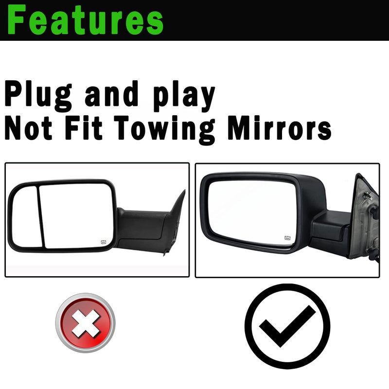 Danbojit Driver Left Side Heated Mirror Glass Compatible with Dodge Ram 1500 2500 Left Power Heated Convex Mirror Glass 68050299AA, 68079363AA - Image 5