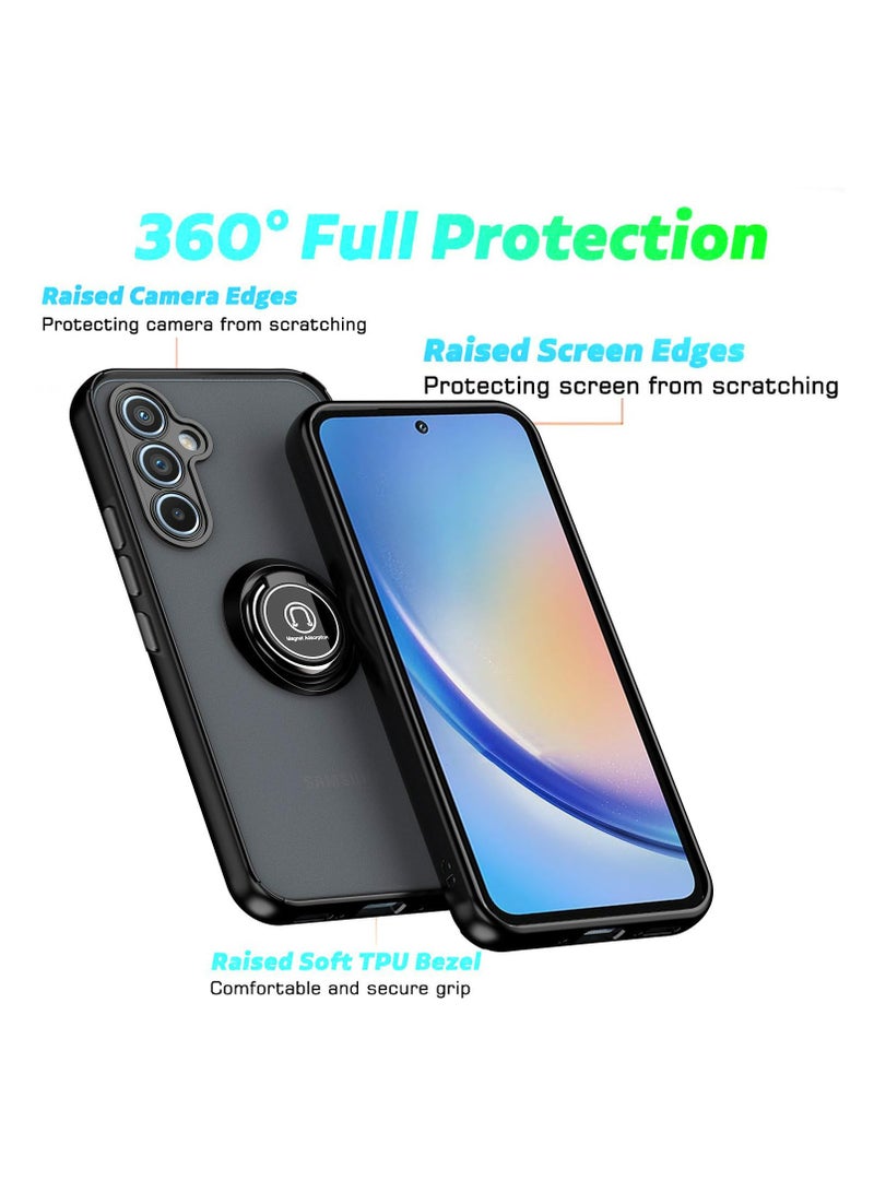 Samsung Galaxy A35 5G Case Cover, 360°Rotating Kickstand Ring + Support Magnetic Car Mount + Slim Thin PC&TPU Shockproof Mobile Phone Case - Image 4