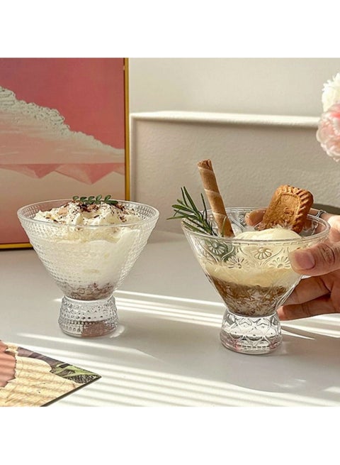 Glass yogurt set for desserts and ice cream, transparent, 6 pieces