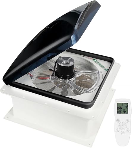 OUTPRIZE Upgraded Remote Control RV Roof Vent Fan, 12V DC 14" Quiet RV Roof Fan with Rain Sensor, 10-Speed, Reversible - Image 1