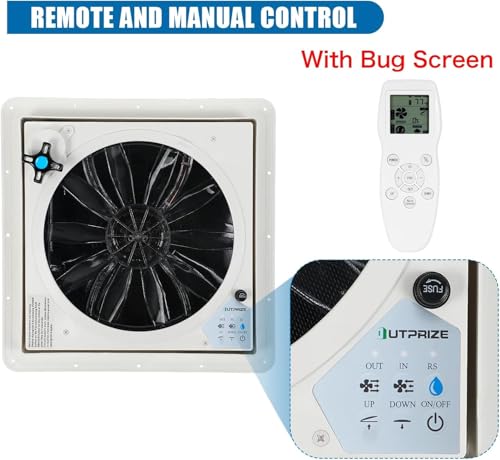 OUTPRIZE Upgraded Remote Control RV Roof Vent Fan, 12V DC 14" Quiet RV Roof Fan with Rain Sensor, 10-Speed, Reversible - Image 3
