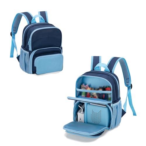 LoDrid Backpack Compatible with Tonie Box 21 Carrying Case with Multiple Pockets for Headphones Charger and Accessories Storage Bag for Audio Player Starter Set Navy Blue Patented Design - Image 1