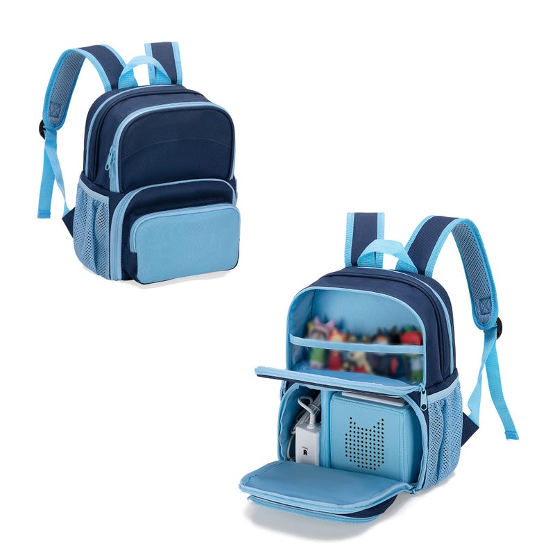 LoDrid Backpack Compatible with Tonie Box 21 Carrying Case with Multiple Pockets for Headphones Charger and Accessories Storage Bag for Audio Player Starter Set Navy Blue Patented Design - Image 2
