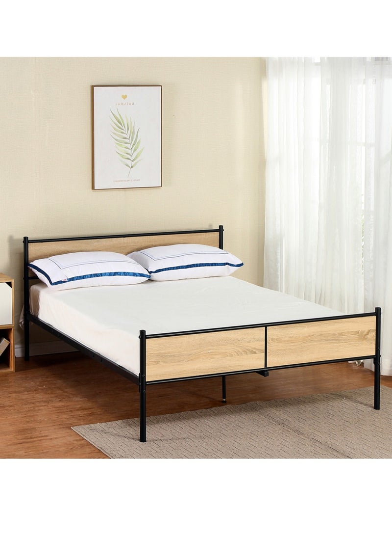 NZONE STORE Stylish metal bed with wooden accents - durability and elegance at the same time size 200-140 cm  - Image 2