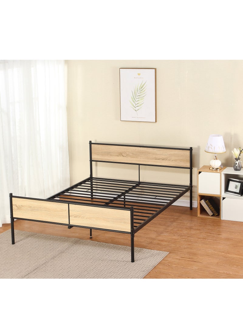 NZONE STORE Stylish metal bed with wooden accents - durability and elegance at the same time size 200-140 cm  - Image 3