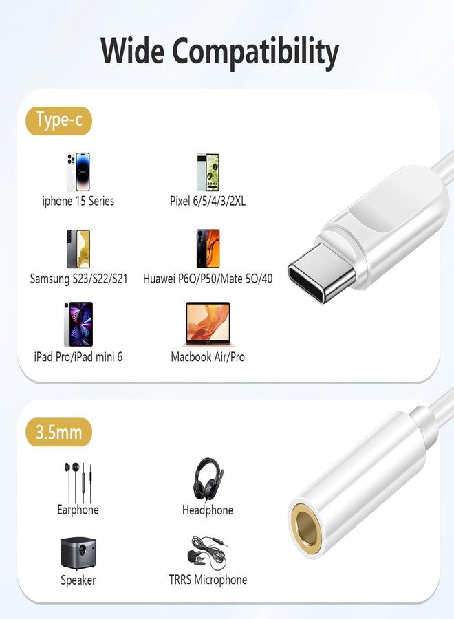 PASOW USB-C to 3.5mm Headphone Adapter for iPhone 15 - USB C to Aux Audio Dongle Cable 2 Pack Compatible with iPhone 15 Plus/15 Pro/15 Pro Max, iPad, Samsung Galaxy S23/S22/S21 - Image 5