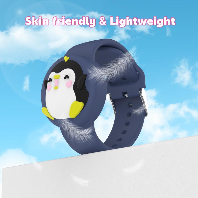 typecase أساور آير تاج المقاومة للماء للأطفال (عبوة 2) - سوار آير تاج مخفي من السيليكون الناعم - حامل جهاز تتبع GPS خفيف الوزن متوافق مع سوار آبل آير تاج للأطفال (بطريق/دونات) - Image 4