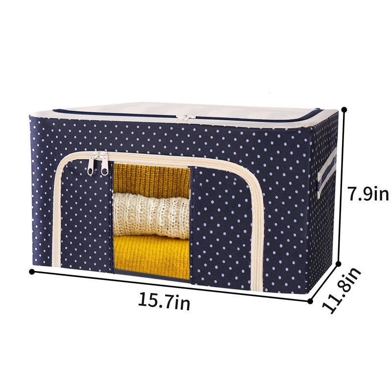 WEGON Solpex Cloth Storage Box Oxford Foldable Stackable Organiser for Closet Bedding Clothes Clothes Organiser for Wardrobe 24 LTR Premium Polka 3 PACK - Image 2