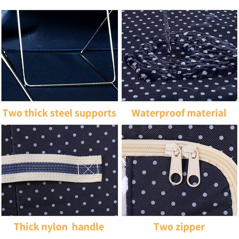 WEGON Solpex Cloth Storage Box Oxford Foldable Stackable Organiser for Closet Bedding Clothes Clothes Organiser for Wardrobe 24 LTR Premium Polka 3 PACK - Image 4