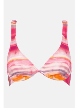 ESPRIT Women Abstract Print Bikini Top, Pink Combo  - Image 1