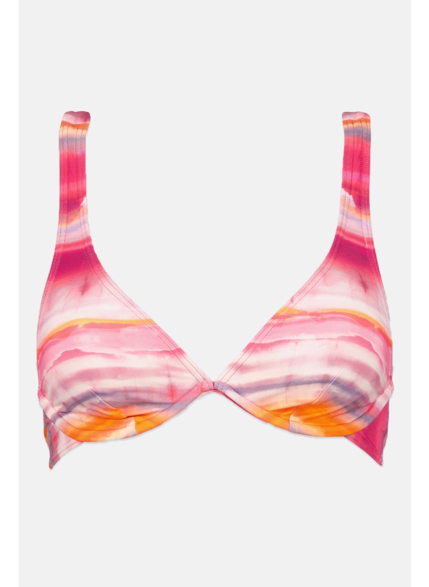 ESPRIT Women Abstract Print Bikini Top, Pink Combo  - Image 1