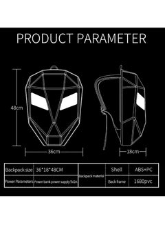Generic LED Backpack For Man Hard Shell LED Motorcycle Cycling Helmet Backpack for Woman Business Travel Waterproof Laptop Backpack  - Image 5