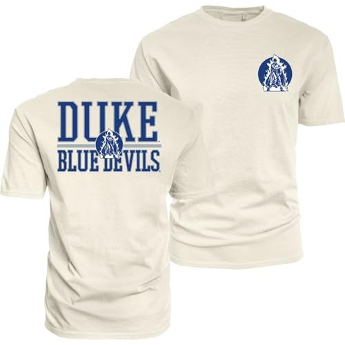 Blue 84 Duke Blue Devils NCAA Officially Licensed TShirt Ringspun FrontBack Mascot Ivory Medium - Image 1