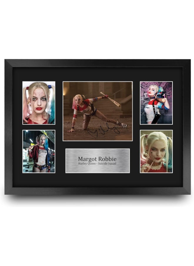 HWC Trading HWC Trading Margot Robbie Suicide Squad 16 x 12 inch (A3) Printed Gifts Signed Autograph Picture for Movie Memorabilia Fans - 16" x 12" Framed  - Image 1