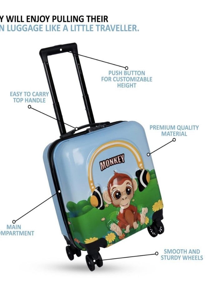 ADSON Children 3D Cartoon Kid's Trolley 360 Rotating Suitcase Non-Breakable Kids Suitcases Travel Luggage Children Travel Trolley Wheels Child Suit case Boy Girl Luggage (Sky Blue Monkey) - Image 4