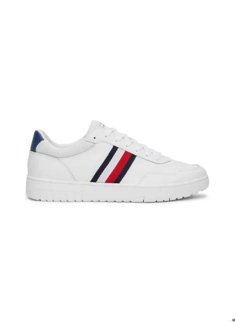 TOMMY HILFIGER Men's Basket Core Lite Sneakers Mid Top - Leather, White