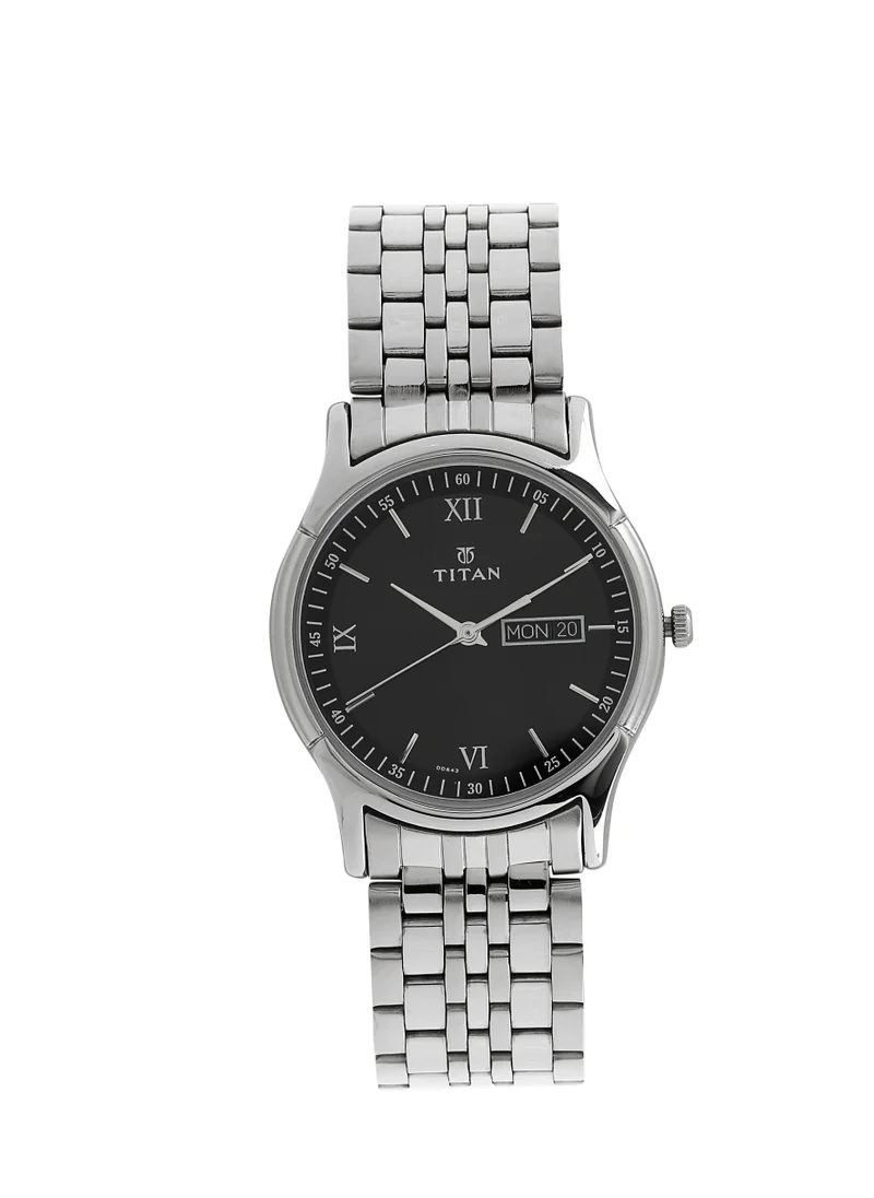 تيتان Titan Karishma Black Dial Analog with Day and Date Stainless Steel Strap watch for Men