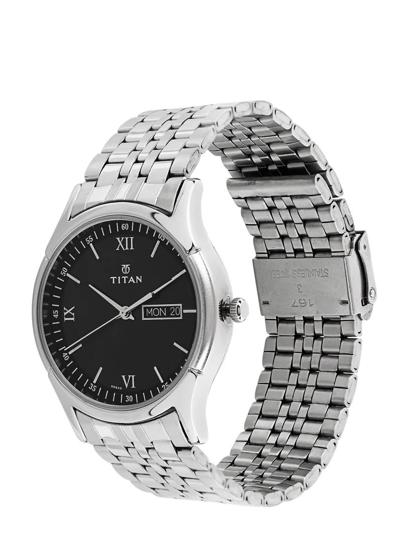 تيتان Titan Karishma Black Dial Analog with Day and Date Stainless Steel Strap watch for Men