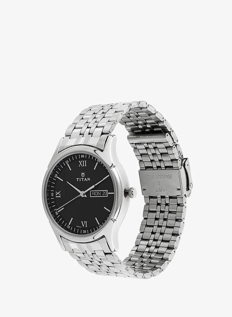 TITAN Titan Karishma Black Dial Analog with Day and Date Stainless Steel Strap watch for Men