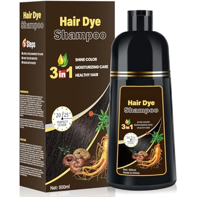 Meidu DARK BROWN HAIR DYE SHAMPOO FOR MEN AND WOMEN HAIR DYE SHAMPOO 3 IN 1 FOR GREY HAIR 500ML - Image 1