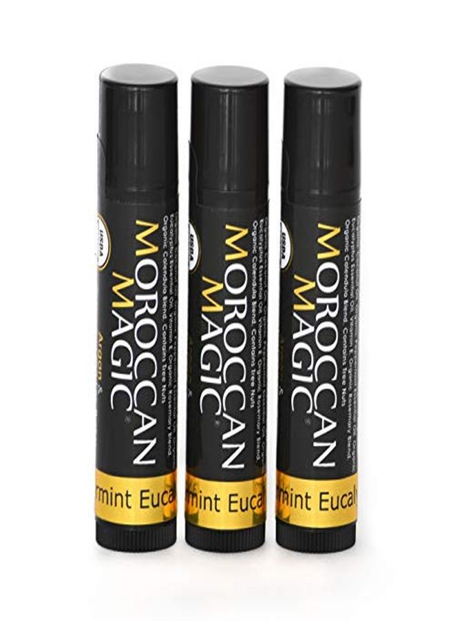 Moroccan Magic Organic Peppermint Eucalyptus Lip Balm 3 Pack | Made With Natural Cold Pressed Argan And Essential Oils | High Quality Lip Balm | Smooth Application | NonToxic, Cruelty Free ? - Image 1