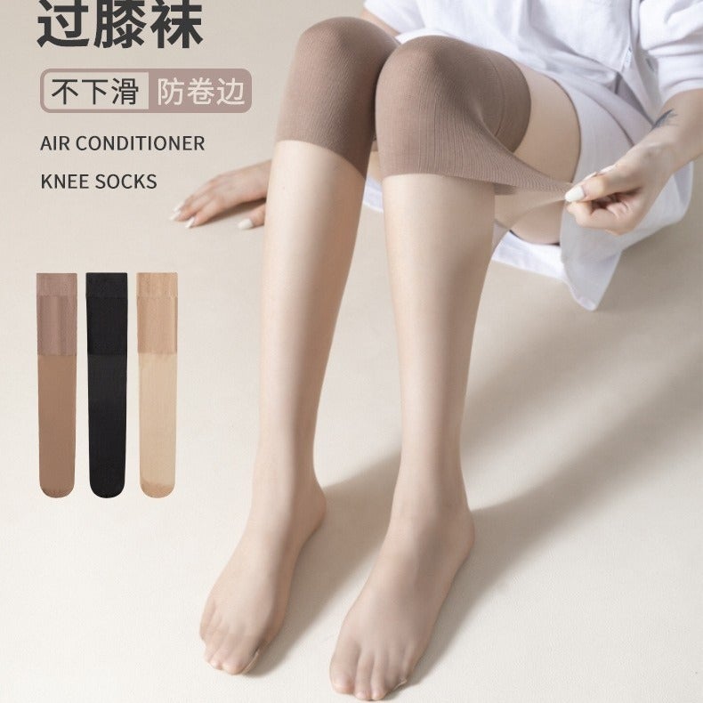 Knee-High Sheer Stockings Thin Beige Anti-Snag Brown - Image 5