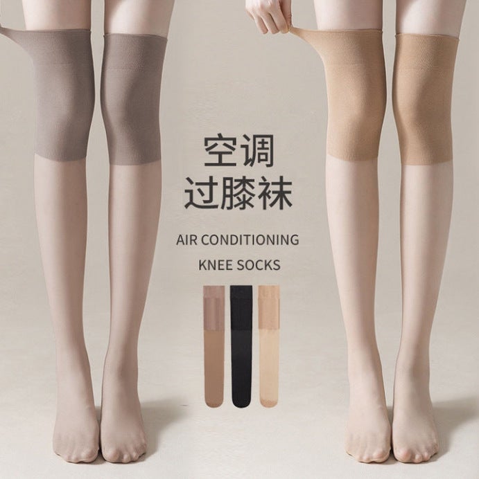 Knee-High Sheer Stockings Thin Beige Anti-Snag Brown - Image 4