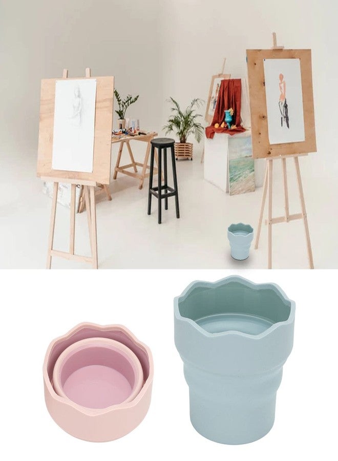 Chazcool Paint Water Cup, 2 PCS Collapsible Paint Brush Washer, Watercolor Water Container, Mini Foldable Silicone Watercolor Water Container, Watercolor Brush Holder - Image 4