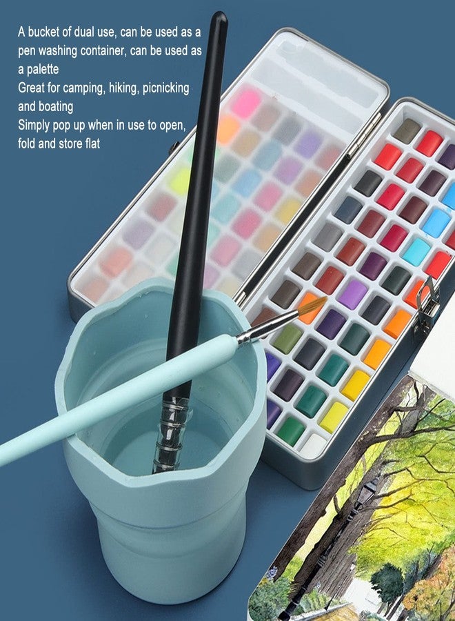 Chazcool Paint Water Cup, 2 PCS Collapsible Paint Brush Washer, Watercolor Water Container, Mini Foldable Silicone Watercolor Water Container, Watercolor Brush Holder - Image 2