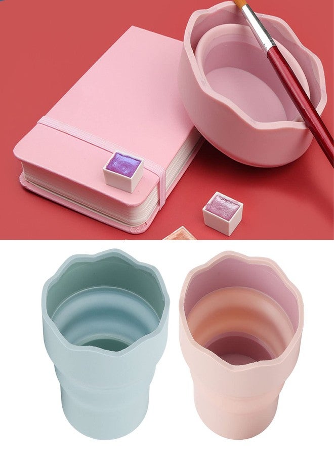 Chazcool Paint Water Cup, 2 PCS Collapsible Paint Brush Washer, Watercolor Water Container, Mini Foldable Silicone Watercolor Water Container, Watercolor Brush Holder - Image 3
