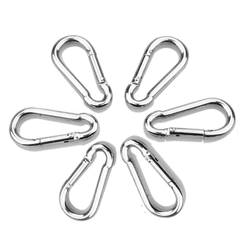 IGNITE WEIGHTS ® Heavy Duty, Stainless Steel Carbiner Clip Snaphook-3.16Inch Safety Lock Cable Attachment, Keychain, Hook Swing Connector, (Silver) Pack of 6 - Image 1