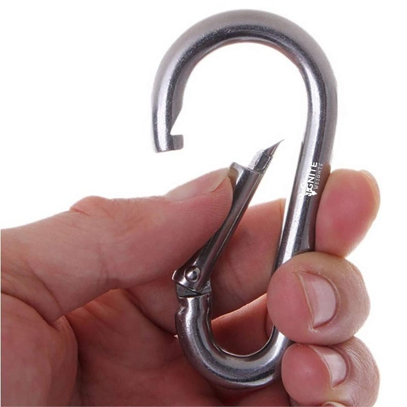 IGNITE WEIGHTS ® Heavy Duty, Stainless Steel Carbiner Clip Snaphook-3.16Inch Safety Lock Cable Attachment, Keychain, Hook Swing Connector, (Silver) Pack of 6 - Image 4