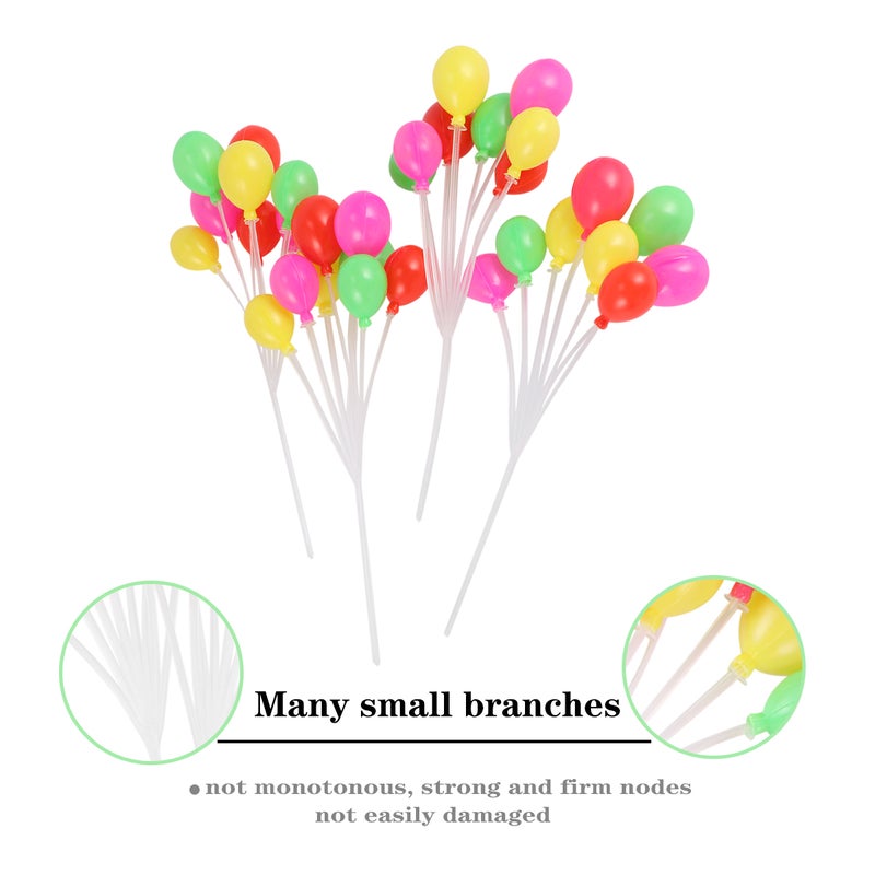 10PCS Birthday Balloons Cake Toppers Colorful Balloons Cake Decor Birthday Party Balloon Decor Lovely Dessert Fruits Cake Picks for Party Gathering (Round-shaped Balloons Style) - Image 5